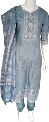 KB CREATIONS Women Printed A-line Kurta(Blue)