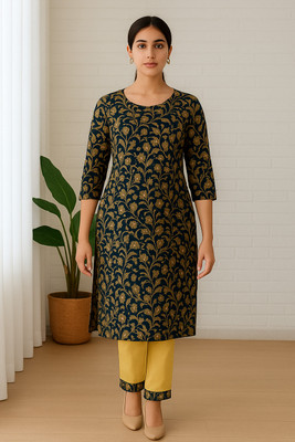 SHRI BALAJI SUPER BAZAR Women Printed A-line Kurta(Black)