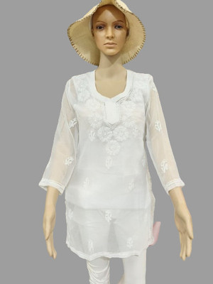 HouseOfCommon Women Solid Straight Kurta(White)