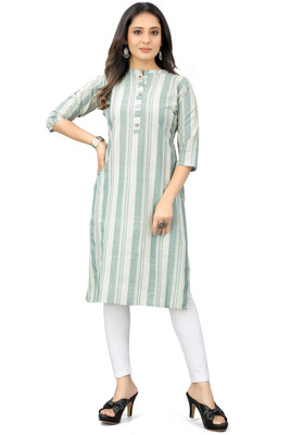 Fashire Women Printed Straight Kurta(Green)