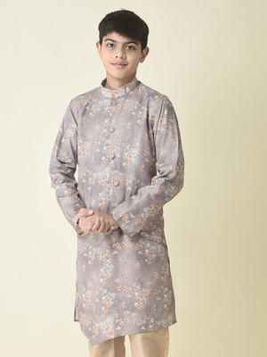 Tabard Boys Printed Straight Kurta(Blue)