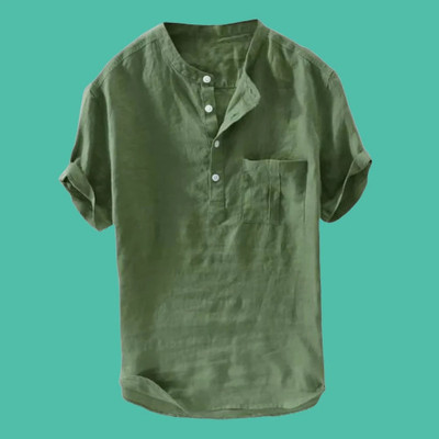 GAINELL Men Solid Straight Kurta(Green)