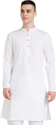 ALMORA Men Solid A-line Kurta(White)