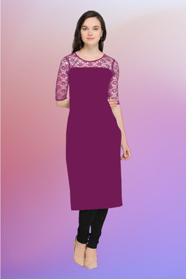 Maheshvi Women Embellished Straight Kurta(Purple)