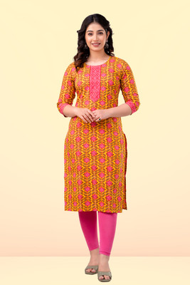Jouglowriyaa Women Printed Straight Kurta(Multicolor)