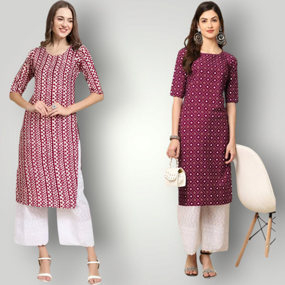 HouseOfCommon Women Printed Straight Kurta(Multicolor)