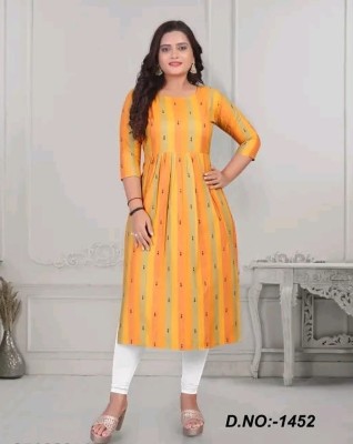 Texpa Fashion Women Printed A-line Kurta(Yellow)