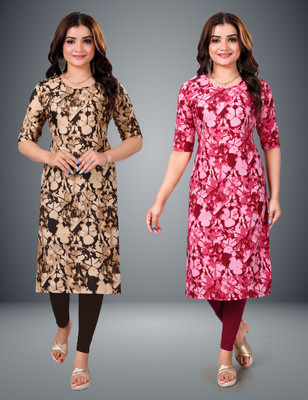 Sargam Women Printed Straight Kurta(Maroon)