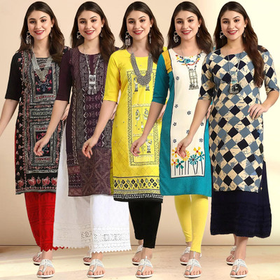 1 Stop Fashion Women Printed Straight Kurta(Multicolor)