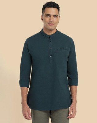 Allen Solly Men Solid Straight Kurta(Green)