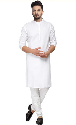AASTHAGARMENTS Men Self Design Straight Kurta(White)