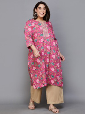 Moiree by Lifestyle Women Printed A-line Kurta(Pink)