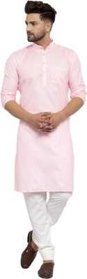 TIPTOP TRENDZ Men Solid Straight Kurta(Pink)