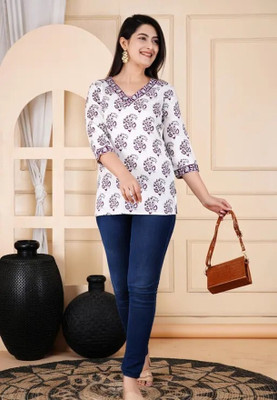 Kedarnath creation Women Printed A-line Kurta(Red)