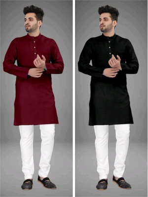 TRUST OUS Men Solid Straight Kurta(Multicolor)