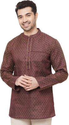 ARCH ELEMENTS Men Embroidered A-line Kurta(Brown)
