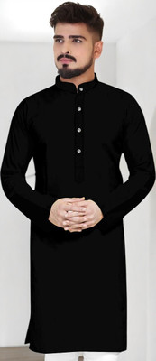 JENZEE Fashion Men Printed Straight Kurta(Black)