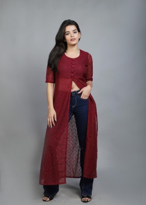 vashist Women Self Design A-line Kurta(Maroon)