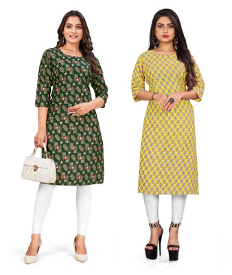 dharmanandan creation Women Printed Straight Kurta(Multicolor)