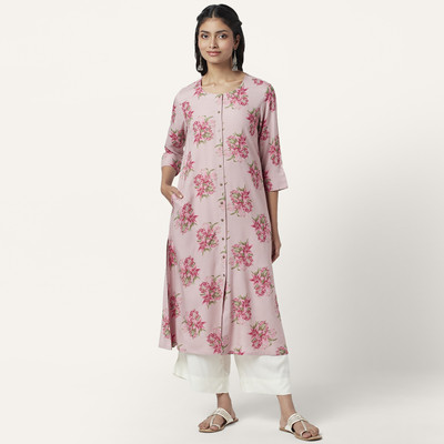 Rangmanch by Pantaloons Women Printed A-line Kurta(Pink)
