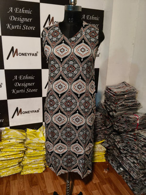 g s taraderaas Women Solid, Printed Straight Kurta(Black)