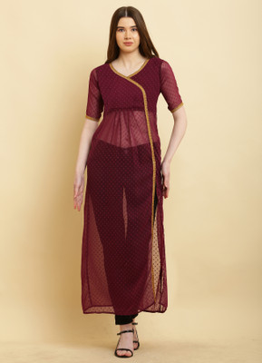 VESICLE Women Solid Straight Kurta(Maroon)
