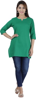 BBFashion Women Self Design Straight Kurta(Dark Green)