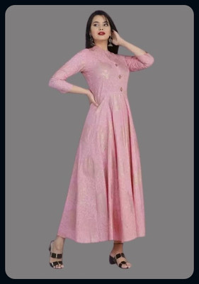 AnviTextile Women Printed Anarkali Kurta(Pink)