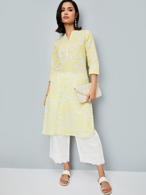 MAX Women Printed A-line Kurta(Yellow)