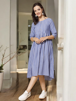 VIMCOTT Women Striped A-line Kurta(Multicolor)