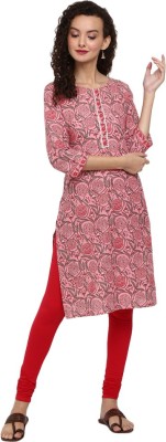 V-MART Women Printed A-line Kurta(Pink)