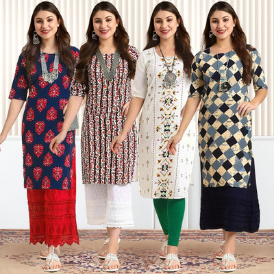 1 Stop Fashion Women Printed A-line Kurta(Multicolor)