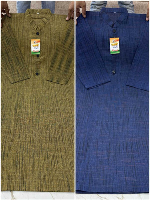 AA ENTERPRISES Men Self Design Straight Kurta(Blue, Green)
