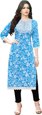 LGH Women Printed A-line Kurta(Blue)