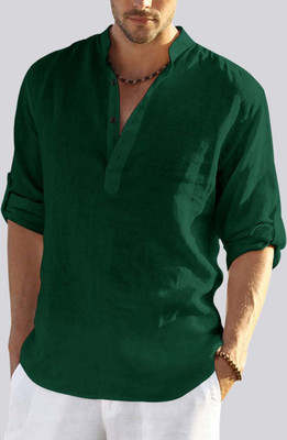 HEMADHAV Men Solid Straight Kurta(Dark Green)