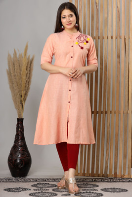 EMPIRE STYLE Women Embroidered Frontslit Kurta(Multicolor)