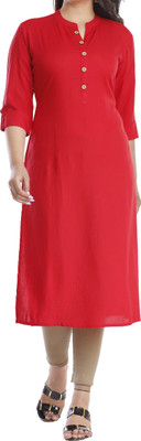 WearCulture Women Solid Straight Kurta(Red)