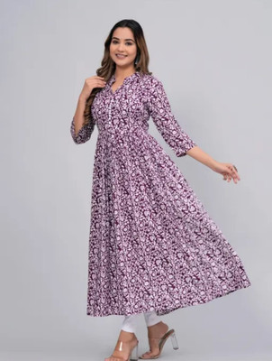 acmefashions Women Printed Anarkali Kurta(Purple)