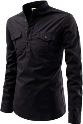 RAREMARK Men Solid A-line Kurta(Black)