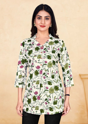 anvida Casual Floral Print Women Pink Top