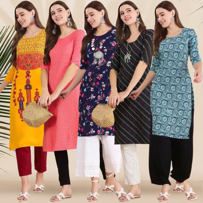 1 Stop Fashion Women Printed A-line Kurta(Multicolor)
