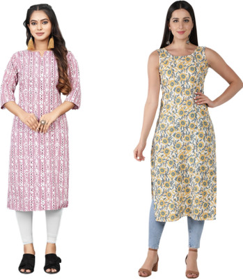 HouseOfCommon Women Self Design Straight Kurta(Multicolor)