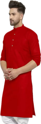 VINAARI Men Solid A-line Kurta(Red)