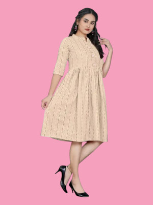 Texpa Creationh Women Solid Anarkali Kurta(Beige)