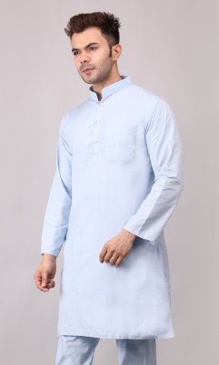 ADARNIYA Men Solid Straight Kurta(Light Blue)