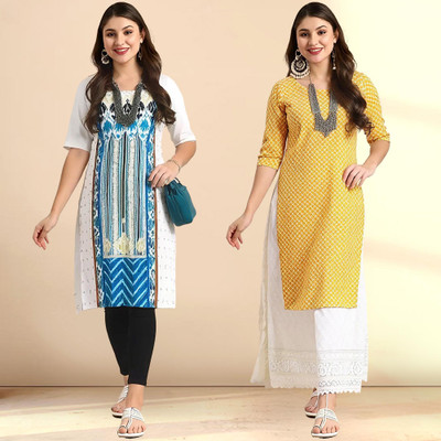 1 Stop Fashion Women Printed A-line Kurta(Multicolor)