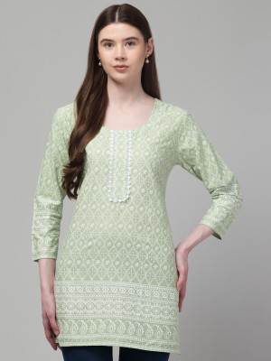 Af Fashion Hub Women Printed A-line Kurta(Light Green)