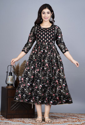 RS Creations Anarkali Gown(Black)