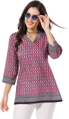 Divastri Women Printed Straight Kurta(Pink)