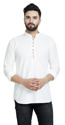 ABH Lifestyle Men Solid Straight Kurta(White)